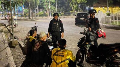 Brimob Banten Patroli Kamtibmas di Wilkum Polres Serang Kota