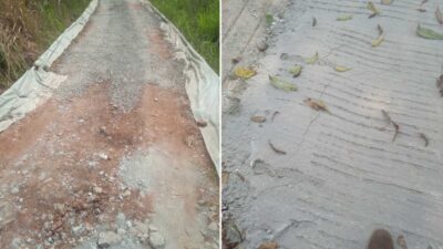 Baru Dibangun, Betonisasi Jalan Program Samisade Desa Gandoang Sudah Retak