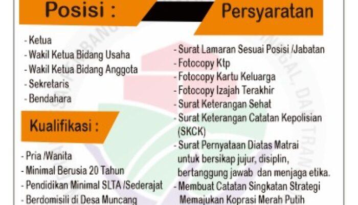 Desa Muncang Buka Rekrutmen Pengurus Koperasi Merah Putih