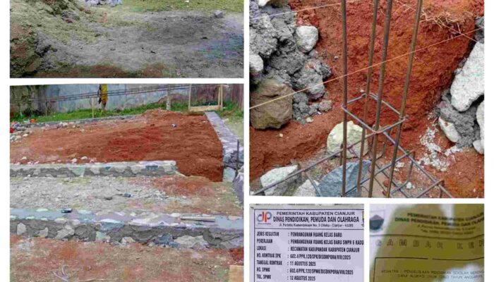 Proyek USB SMPN 6 Kadupandak Diduga Asal Jadi, Pondasi Pakai Batu Cadas