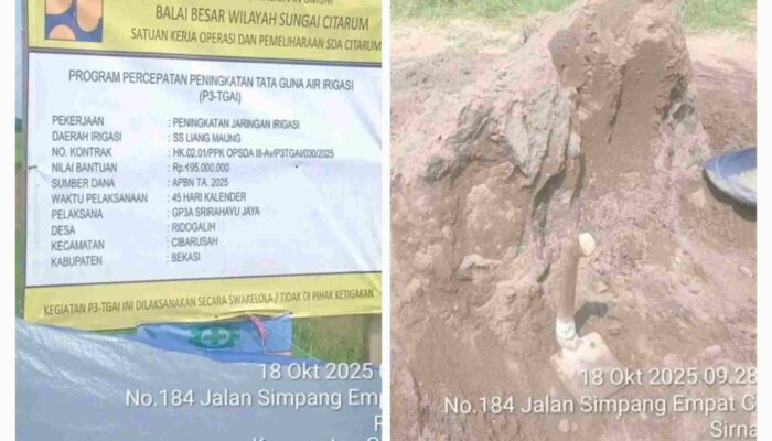 Proyek Irigasi P3-TGAI di Cibarusah Diduga Menyimpang, Warga Soroti Kualitas Buruk dan Dugaan Persekongkolan